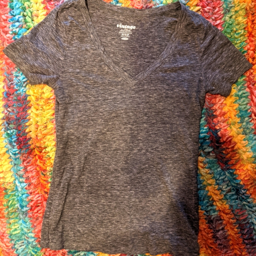Vintage gray v neck t shirt
